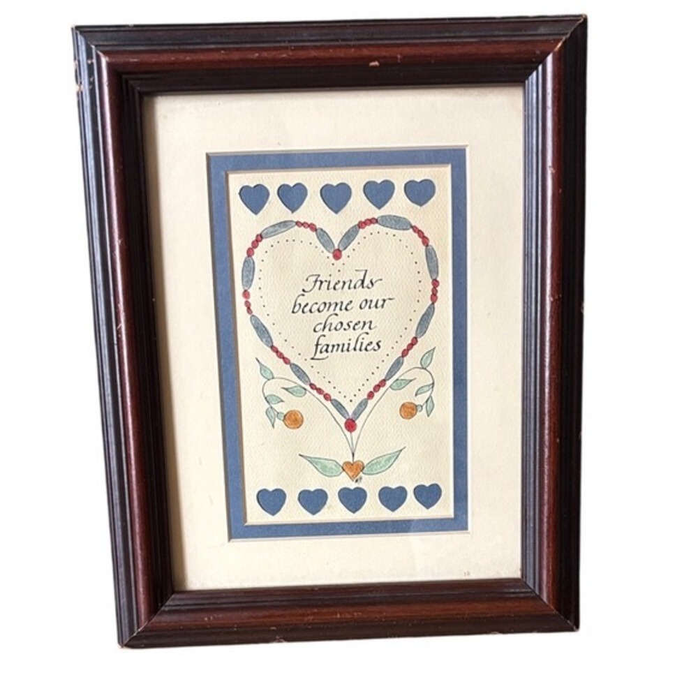 Vintage Old Tyme Treasures "Friends" Heart Painted Picture Frame Decor 9.75 Gift